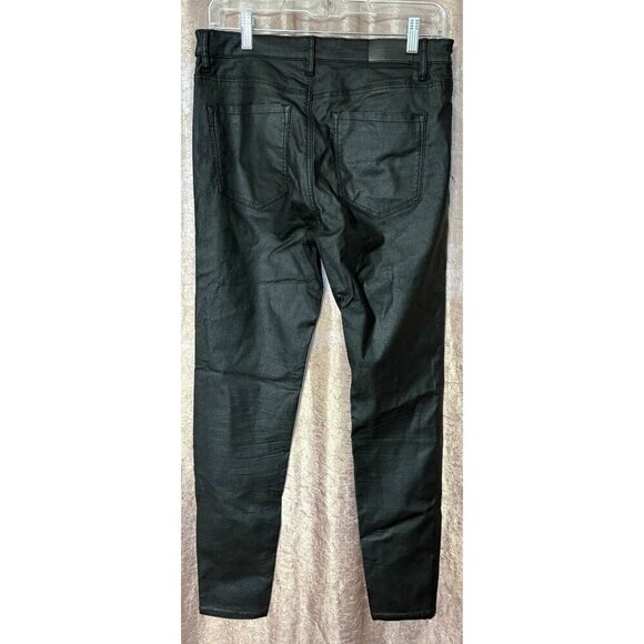 Stradivarius Women's Size 10  Black Coated Denim Jeans Pants Viscose - Picture 10 of 10